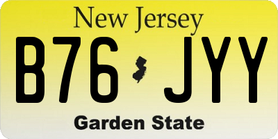 NJ license plate B76JYY