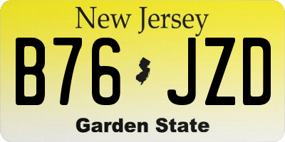 NJ license plate B76JZD