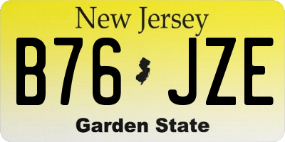 NJ license plate B76JZE