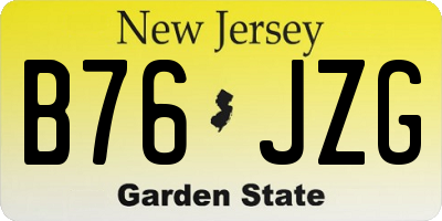 NJ license plate B76JZG