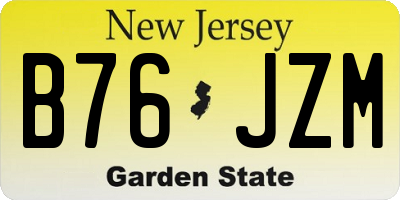 NJ license plate B76JZM