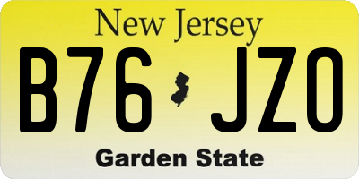 NJ license plate B76JZO