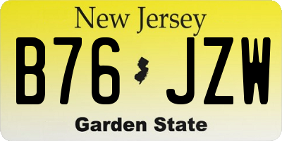 NJ license plate B76JZW