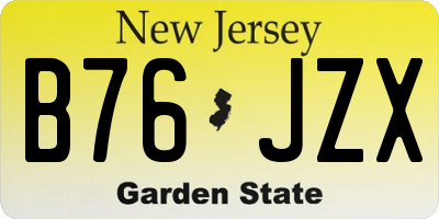 NJ license plate B76JZX