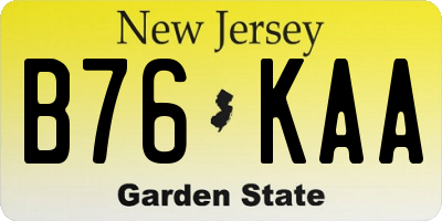 NJ license plate B76KAA