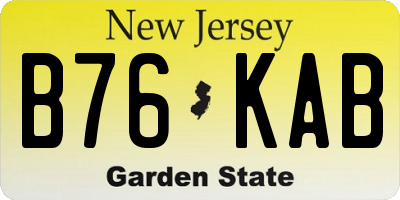 NJ license plate B76KAB