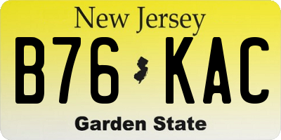 NJ license plate B76KAC