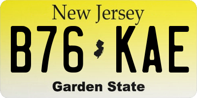 NJ license plate B76KAE