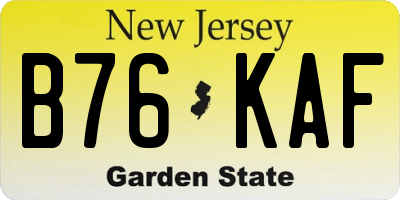 NJ license plate B76KAF