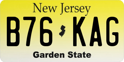 NJ license plate B76KAG