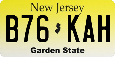 NJ license plate B76KAH