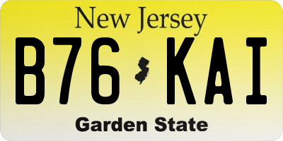 NJ license plate B76KAI