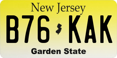 NJ license plate B76KAK