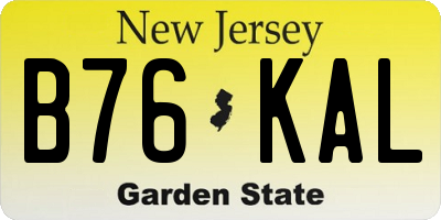 NJ license plate B76KAL