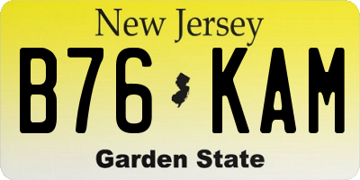 NJ license plate B76KAM