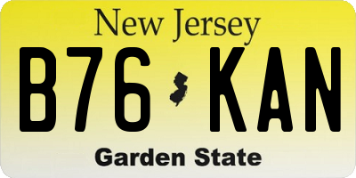NJ license plate B76KAN