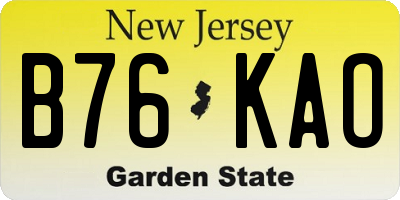 NJ license plate B76KAO