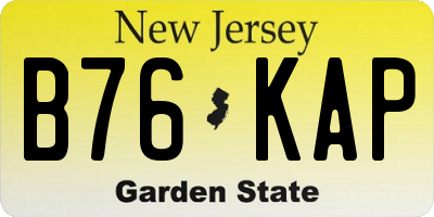NJ license plate B76KAP
