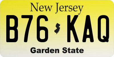 NJ license plate B76KAQ