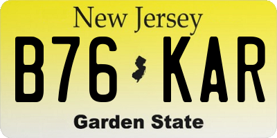 NJ license plate B76KAR