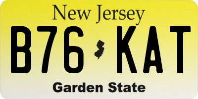 NJ license plate B76KAT