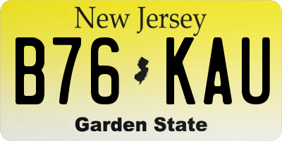 NJ license plate B76KAU