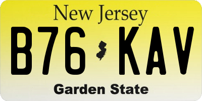 NJ license plate B76KAV