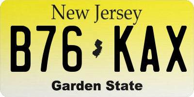 NJ license plate B76KAX