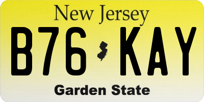 NJ license plate B76KAY