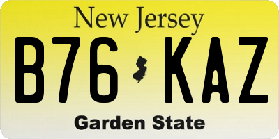 NJ license plate B76KAZ