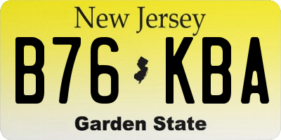 NJ license plate B76KBA