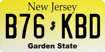 NJ license plate B76KBD