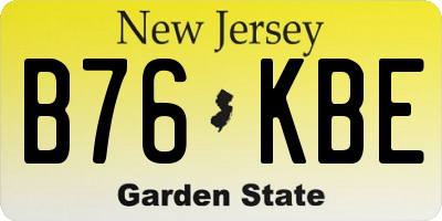 NJ license plate B76KBE