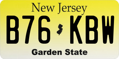 NJ license plate B76KBW