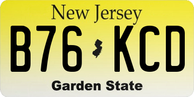 NJ license plate B76KCD