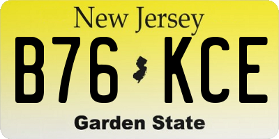 NJ license plate B76KCE
