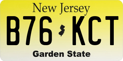 NJ license plate B76KCT