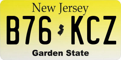 NJ license plate B76KCZ