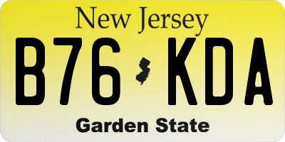 NJ license plate B76KDA