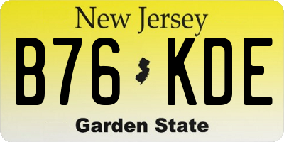 NJ license plate B76KDE