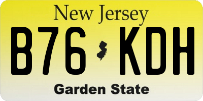 NJ license plate B76KDH