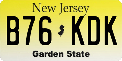 NJ license plate B76KDK