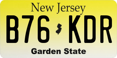 NJ license plate B76KDR
