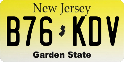 NJ license plate B76KDV