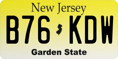 NJ license plate B76KDW
