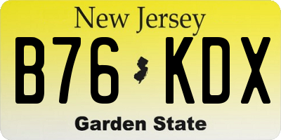 NJ license plate B76KDX