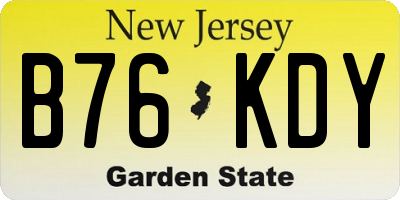 NJ license plate B76KDY