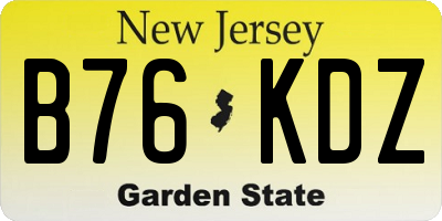 NJ license plate B76KDZ