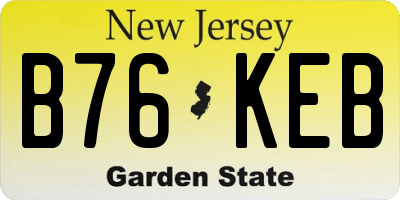 NJ license plate B76KEB