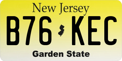 NJ license plate B76KEC